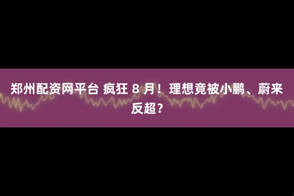 郑州配资网平台 疯狂 8 月！理想竟被小鹏、蔚来反超？