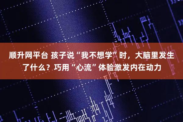 顺升网平台 孩子说“我不想学”时，大脑里发生了什么？巧用“心流”体验激发内在动力