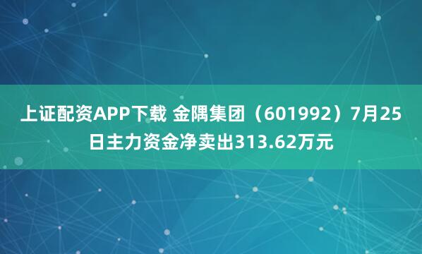上证配资APP下载 金隅集团（601992）7月25日主力资金净卖出313.62万元