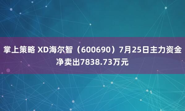 掌上策略 XD海尔智（600690）7月25日主力资金净卖出7838.73万元